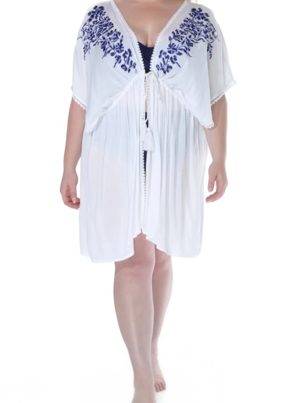 Raviya Tie-Waist Embroidered Cover-Up